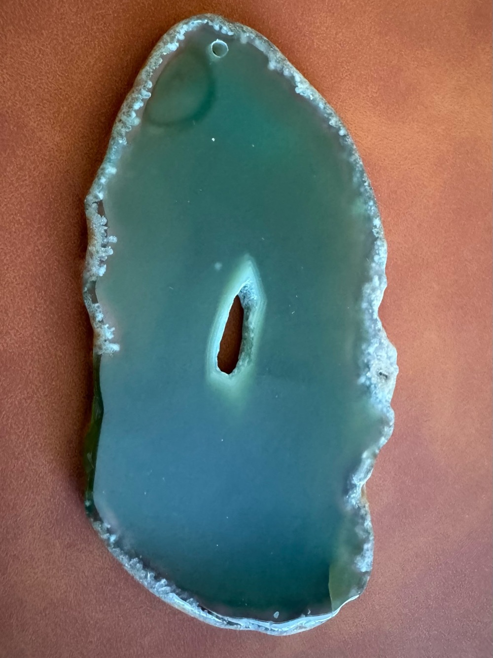 Natural Polished Green Agate Slice Pendant Geode 3.5"